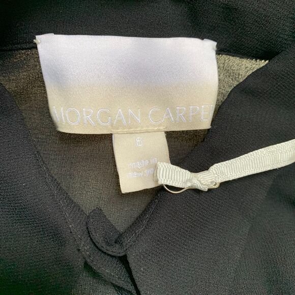 MORGAN CARPER  Semi Sheer Black SAPIN Mini Dress w/Pockets! Sz SML - Picture 9 of 16